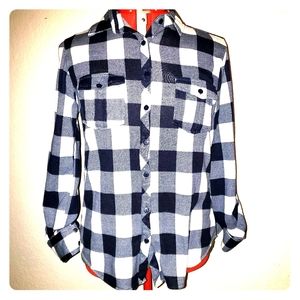Eden & Olivia blue white Medium Plaid Shirt